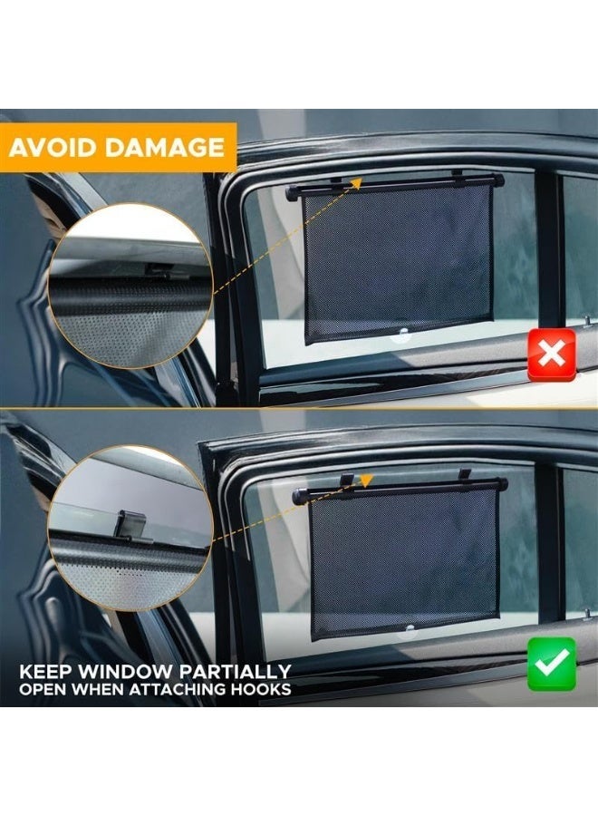 2 قطعة ستارة جانبية قابلة للسحب للنوافذ الجانبية - ستائر بسحب مع أكواب شفط للحماية من الأشعة فوق البنفسجية والوهج (15"x17") - Image 4